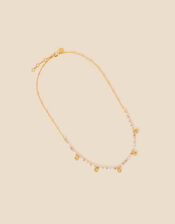 Gold-Plated Molten Charm Beaded Necklace, , large