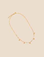 Gold-Plated Molten Charm Beaded Necklace, , large