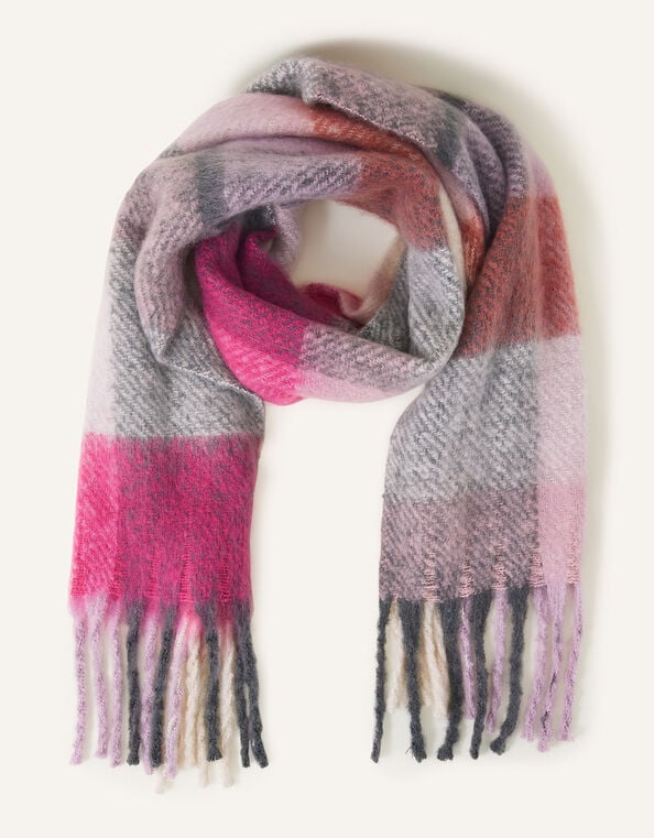 Super-Fluffy Check Scarf, , large
