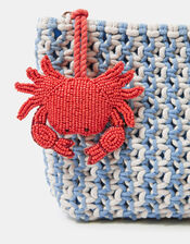 Crab Charm Macrame Clutch Bag, , large