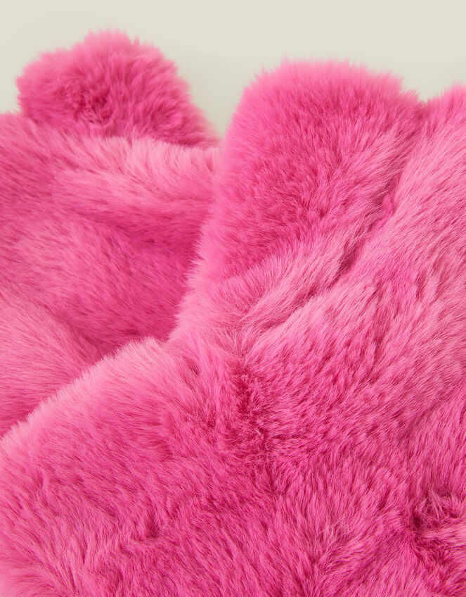 Faux Fur Fingerless Mittens, Pink (PINK), large