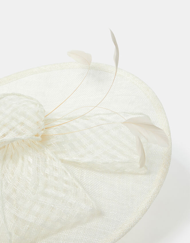 Large Woven Bow Disc Fascinator, Ivory (IVORY), large