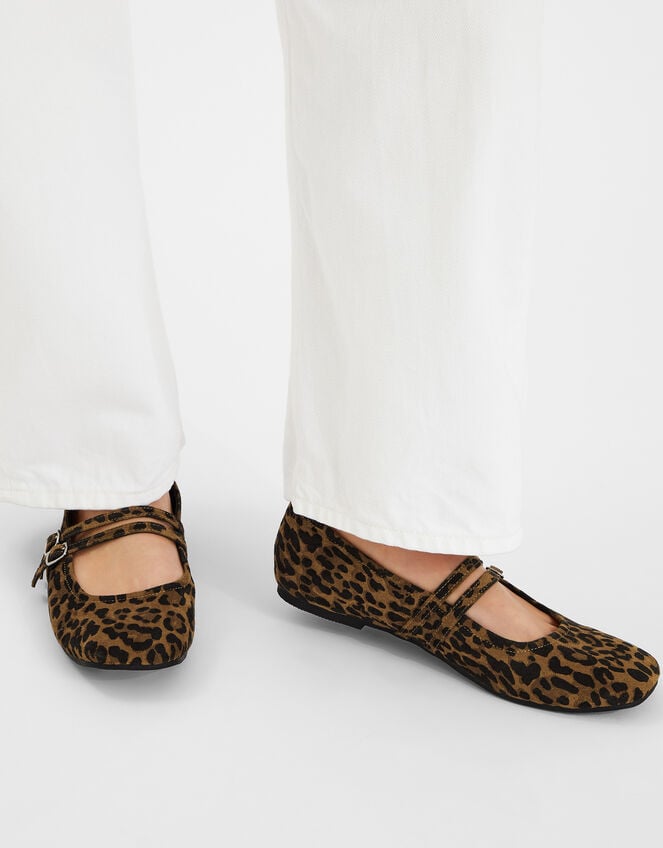 Leopard Print Buckle Ballet Flats, Leopard (LEOPARD), large