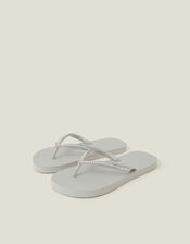 Crystal Embellished Flip Flops, Silver (SILVER), large