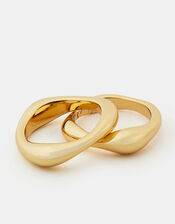 2-Pack 14ct Gold-Plated Molten Rings, Gold (GOLD), large