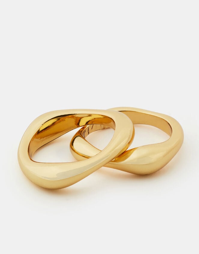 2-Pack 14ct Gold-Plated Molten Rings, Gold (GOLD), large