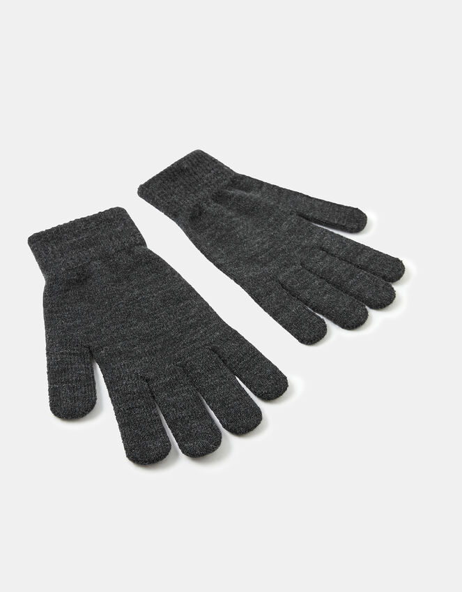 Super-Stretch Knit Gloves, Grey (GREY), large