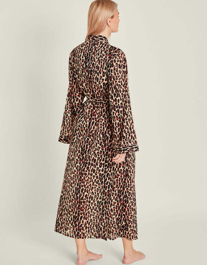 Leopard Print Cotton Dressing Gown, Leopard (LEOPARD), large