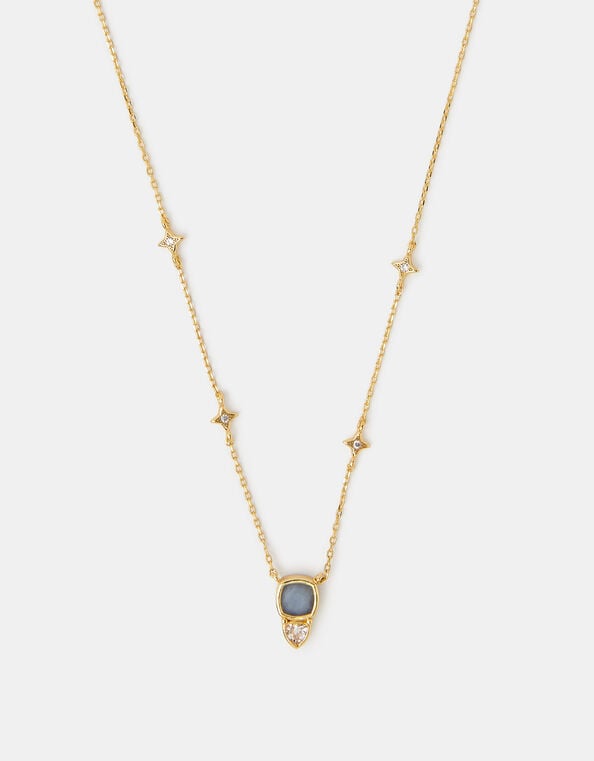 14ct Gold-Plated Star Stone Pendant Necklace, , large