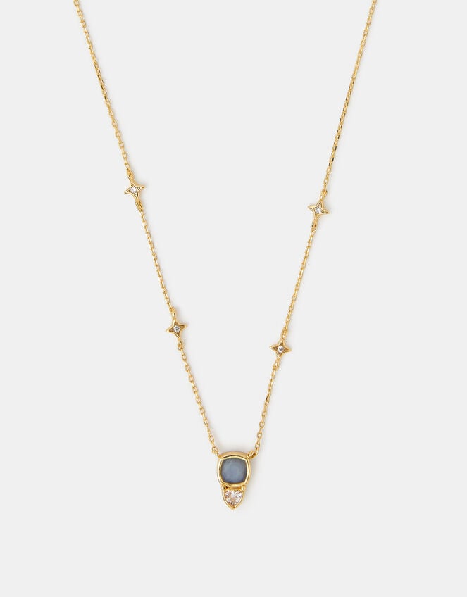14ct Gold-Plated Star Stone Pendant Necklace, , large