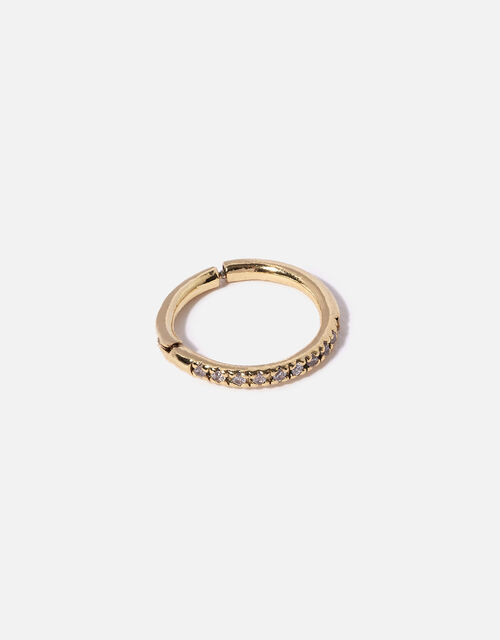 Gold-Plated Single Pave Clicker Hoop, , large