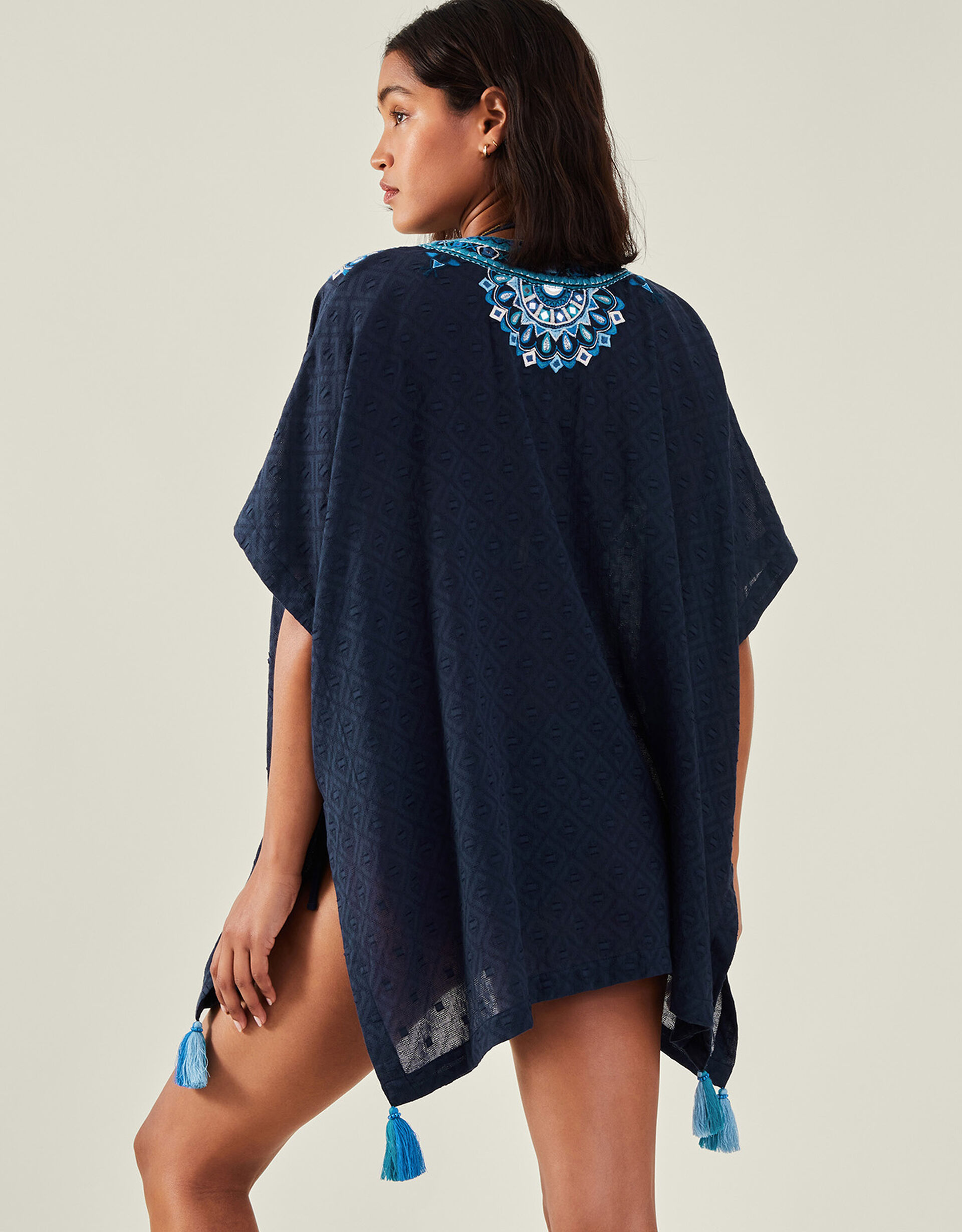 Mirror Embellished Cover Up Blue Kaftans & Cover Ups Accessorize UK