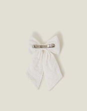 Broderie Bow Barrette Hair Clip, , large