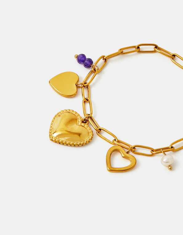 Stainless Steel Heart Charm Bracelet, , large