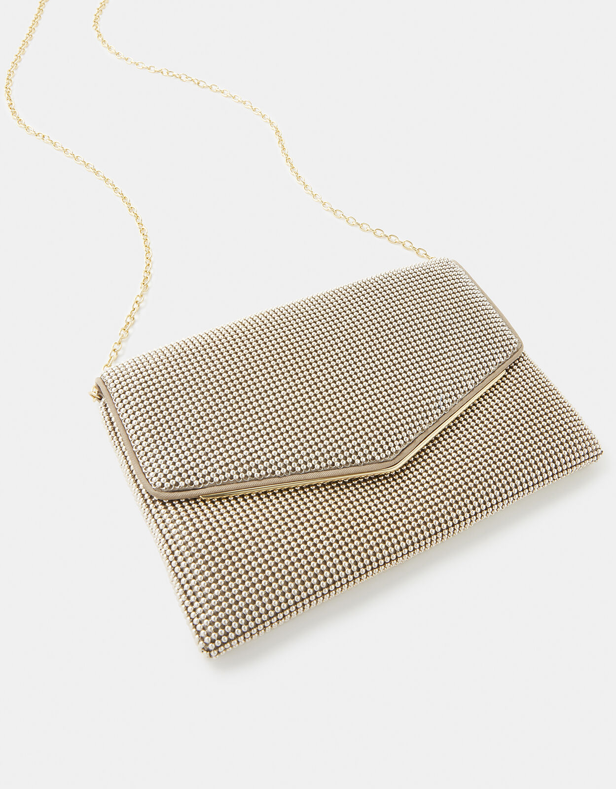 Embellished Envelope Clutch Bag Gold