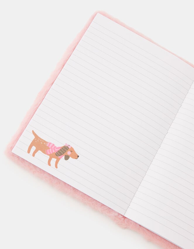 Girls Fluffy Dog A5 Notebook, , large