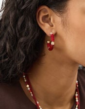 Mix Bead Hoop Earrings, , large