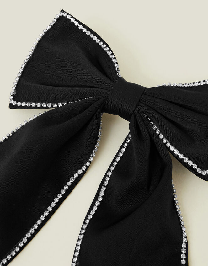 Diamante Bow Barrette Hair Clip, , large