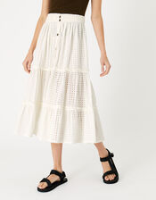 Broderie Maxi Skirt, Ivory (IVORY), large