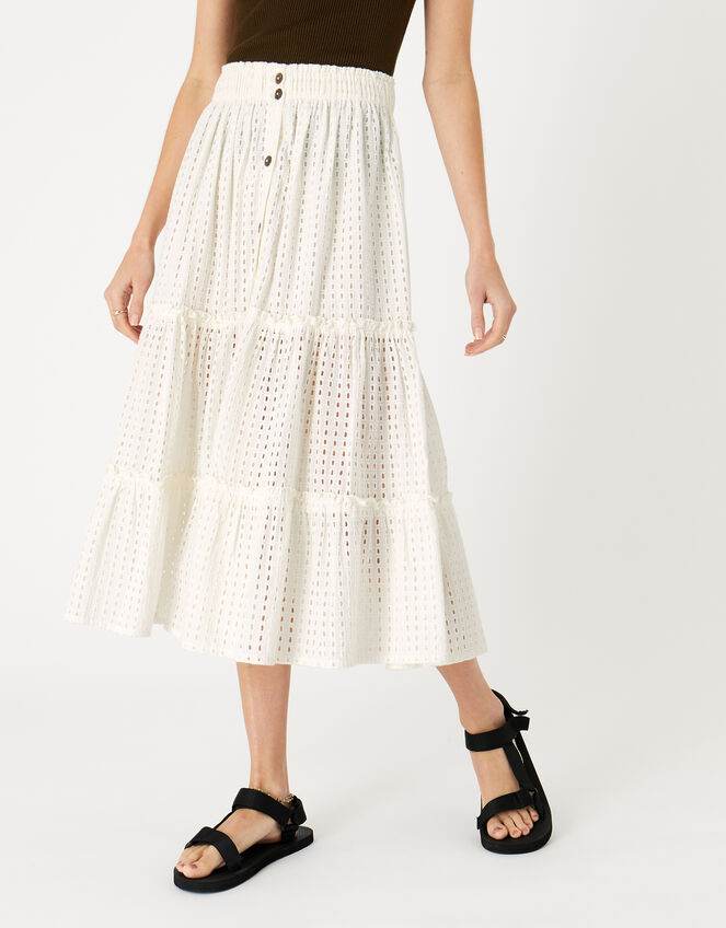 Broderie Maxi Skirt, Ivory (IVORY), large