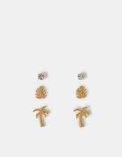 3-Pack Palm Stud Earrings, , large