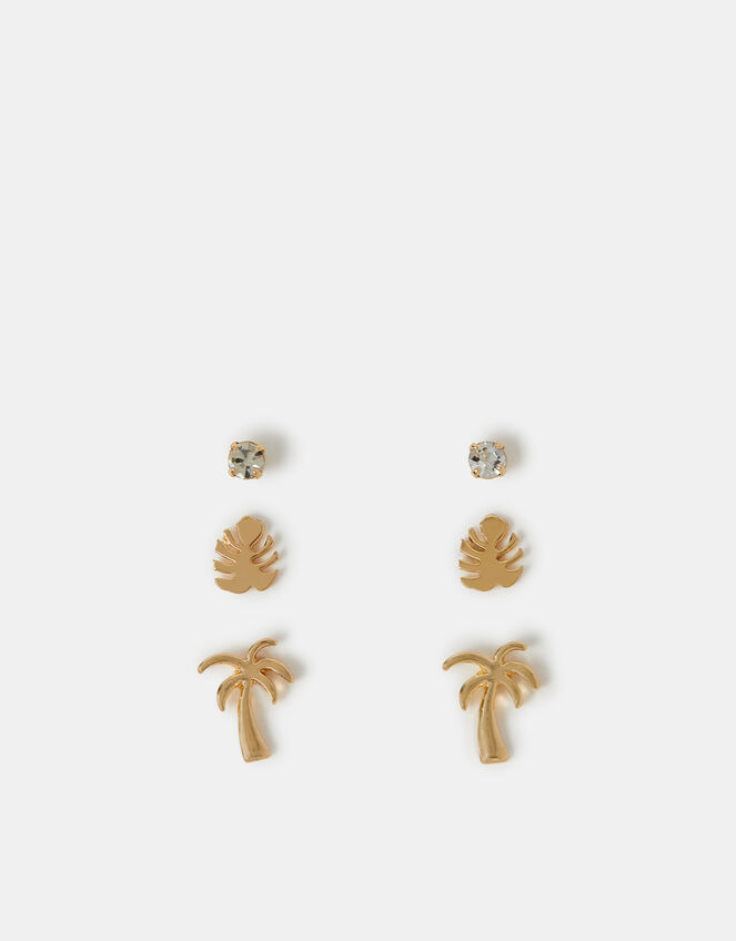 3-Pack Palm Stud Earrings, , large