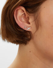 3-Pack Platinum-Plated Surgical Steel Celestial Flatback Stud Earrings, , large