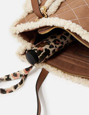 Faux Shearling Quilted Tote, , large
