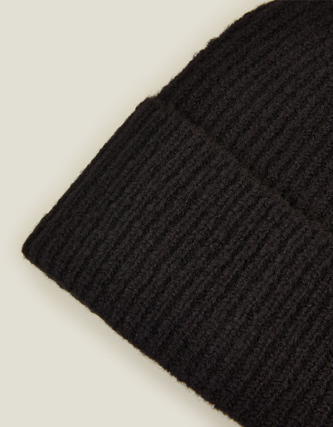 Soho Knit Beanie Hat, Black (BLACK), large