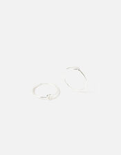 Sterling Silver Heart Peace Ring Twinset, Silver (ST SILVER), large
