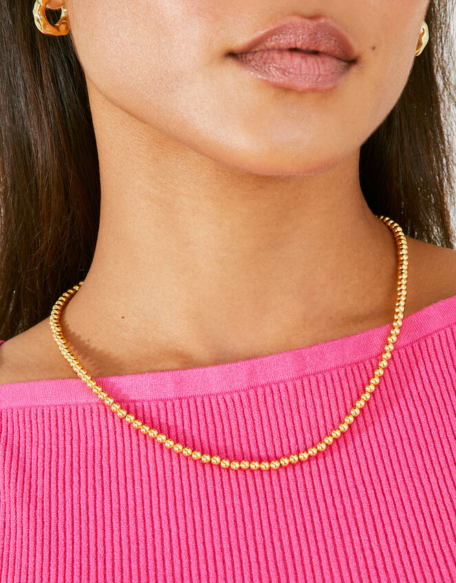 14ct Gold-Plated Ball Chain Necklace, , large
