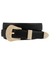 Diamante Western Buckle Belt, Black (BLACK), large