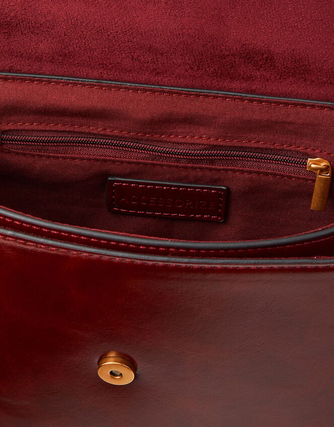 Patent Crossbody Bag, Red (BURGUNDY), large