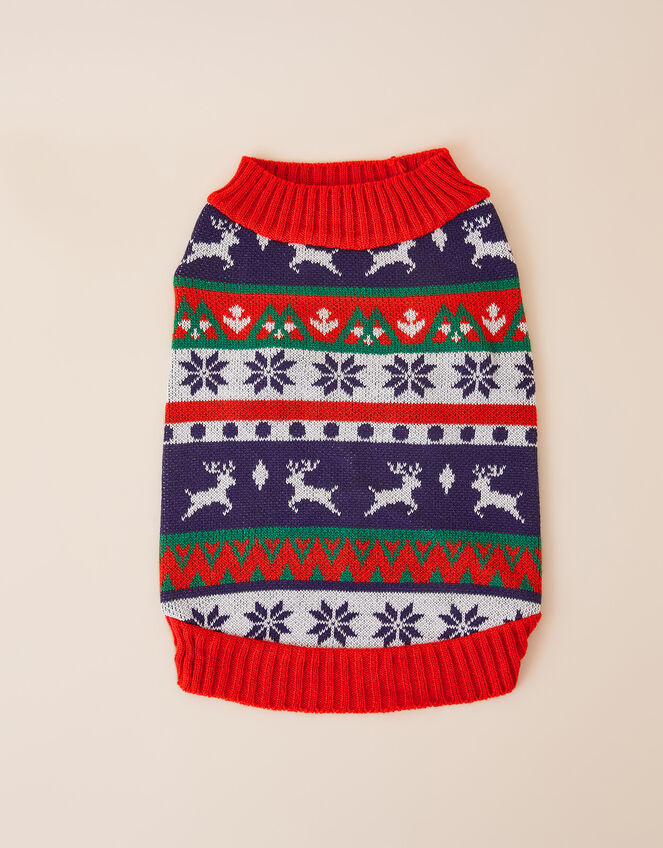 Christmas Fair Isle Dog Jumper, Multi (BRIGHTS-MULTI), large