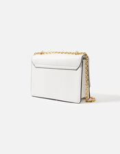 Studded Shoulder Chain Bag, White (WHITE), large