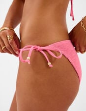 Crinkle Tie Side Bikini Bottoms, Pink (PINK), large