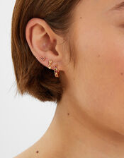 5-Pack Heart Stud and Hoop Earrings Pink, , large