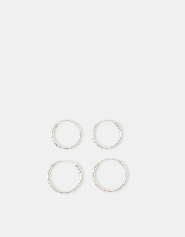 2-Pack Sterling Silver Hoop Earrings, , large