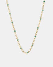 14ct Gold-Plated Aventurine Paperclip Necklace, , large