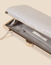 Metallic Hardcase Clutch Bag, Silver (SILVER), large
