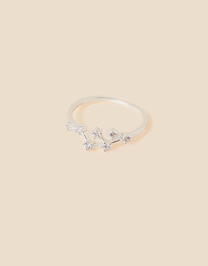 Recycled Sterling Silver Sparkly Constellation Virgo Ring, White (ST CRYSTAL), large