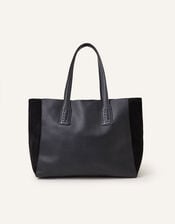 Leather Stitch Detail Tote Bag, , large