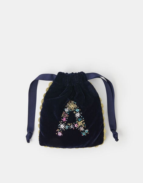 Initial Velvet Drawstring Bag, Multi (MULTI), large