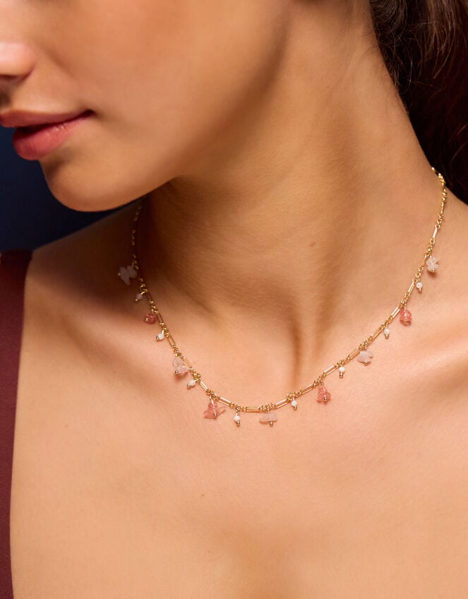 14ct Gold-Plated Semi Precious Charm Necklace, , large