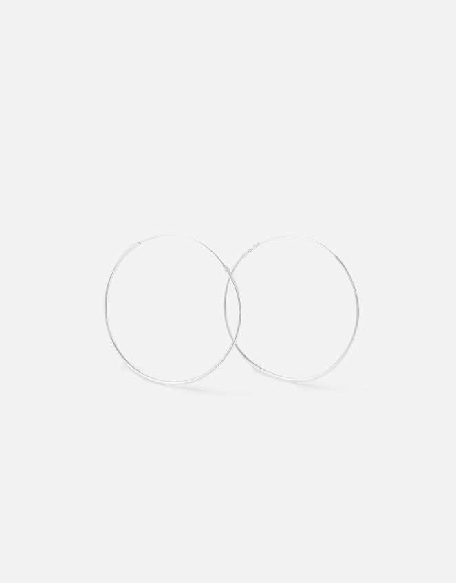 Sterling Silver Large Hoop Earrings, , large