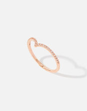 Rose Gold-Plated Sparkle Wishbone Ring, Gold (ROSE GOLD), large