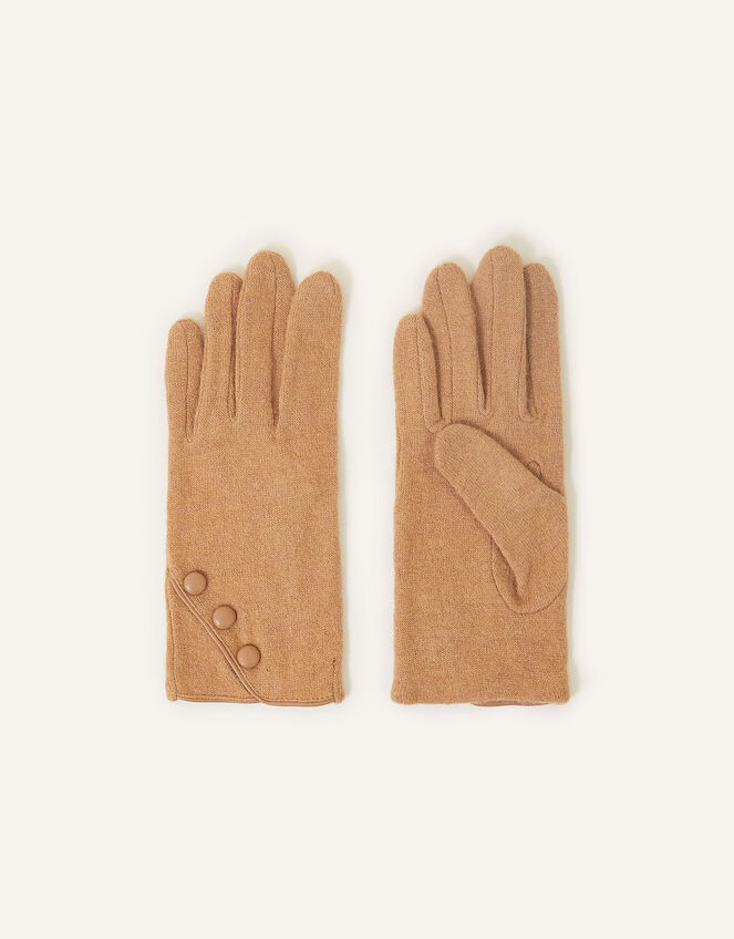 Button Gloves in Wool Blend, Camel (CAMEL), large