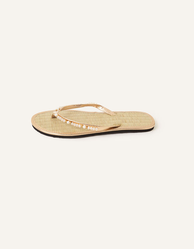 Twisted Seagrass Flip Flops, Gold (GOLD), large