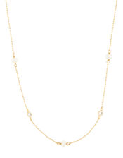 Gold-Plated Pearl Station Necklace, , large