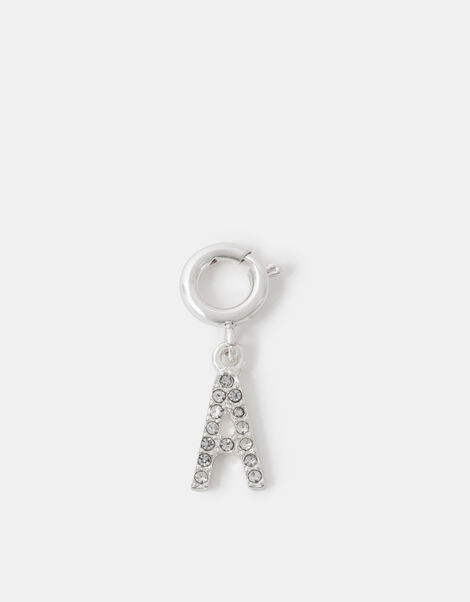 Diamanté Initial Jewellery Charm, Silver (SILVER), large